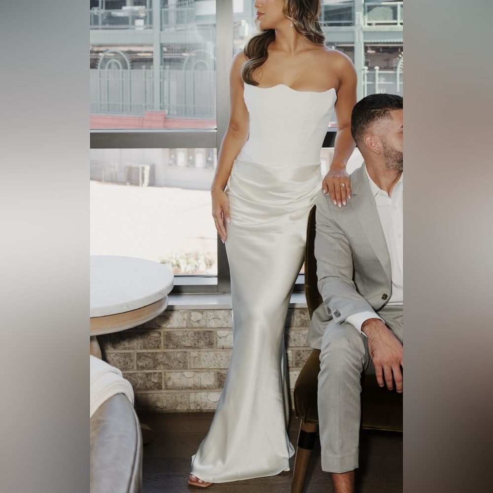 House of CB White Satin Maxi Dress